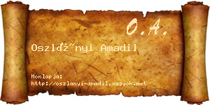 Oszlányi Amadil névjegykártya